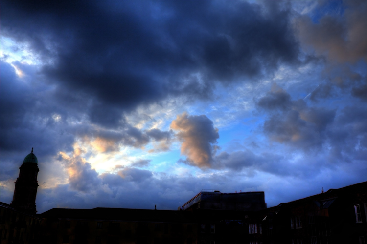 sky clouds Dublin Ireland evening dusk blue