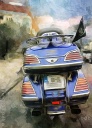 motorbikes motorcycles painterly digital painting art Honda Goldwing