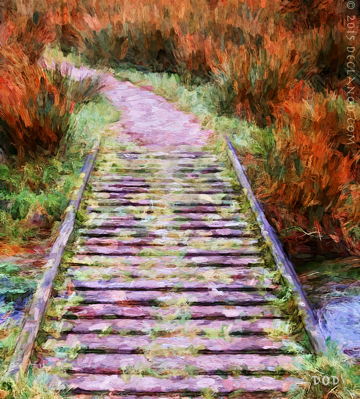 footbridge art painting painterly Kilmartin Glen Argyll Scotland textures