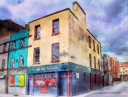 Painterly picture of The Cobblestone pub in Smithfield, Dublin - a popular venue for Irish traditional music.