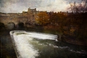 A picture of the Pulteney Weir on the river Avon at Bath, England